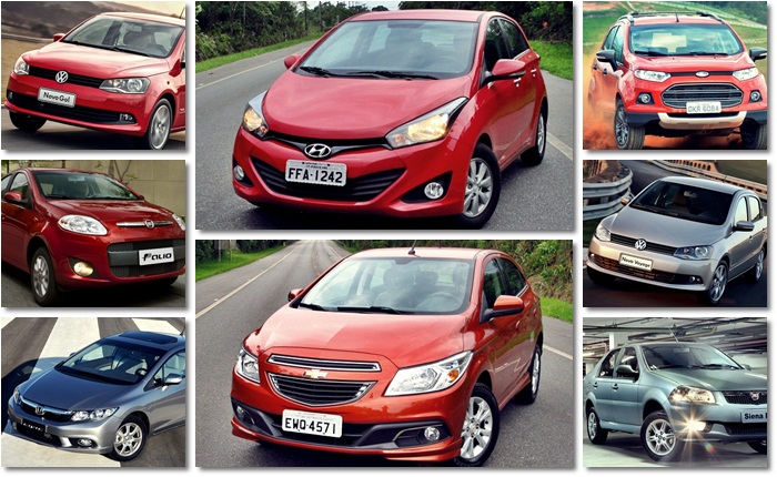 Montagem/R7 O hatch compacto HB20, primeiro carro nacional da Hyundai, e o Chevrolet Onix, sucessor do Corsa, estão em “lua de mel” com os consumidores brasileiros. La...